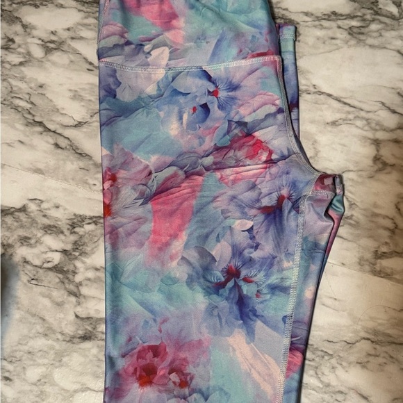 Floral Blue and Pink Leggings - Picture 2 of 9